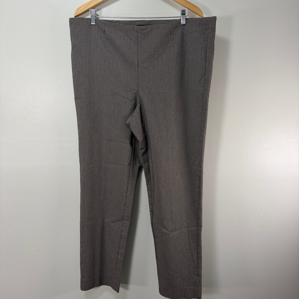 Michel Studio Collection Brown Plaid Pull On Pants Plus Size 22 Womens
